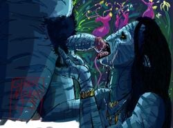 alien_humanoid avatar avatar:_the_way_of_water blowjob blue_skin cum_in_mouth na'vi