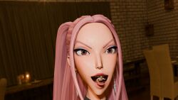 big_dom_small_sub breasts camera camera_view entrapment femdom giantess grabbing kpop_demon_hunters male/female marqualis mira_(kpop_demon_hunters) pink_hair pov questionable_consent reaching_towards_viewer small_sub_big_dom sweat tagme vore