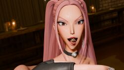 big_dom_small_sub breasts camera camera_view entrapment femdom giantess grabbing kpop_demon_hunters male/female marqualis mira_(kpop_demon_hunters) pink_hair pov questionable_consent reaching_towards_viewer small_sub_big_dom sweat vore