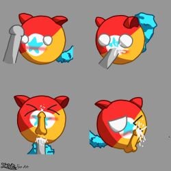 anon anonymous blush countryballs cum cum_shot cyan_tail ear furry furry_ears furry_tail gray_background lt2b male male_only shocked signature sphere tail text waddling_head white_eyes