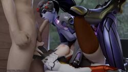 1boy 2girls 3d animated areolae ball_sucking blender breasts collaborative_fellatio erection fellatio female lewdxanimations male mercy nipples no_sound oral overwatch penis straight teamwork threesome video widowmaker