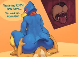 absurd_res anthro anus ass avian beak big_butt blue_body butt_grab canid canine duo facesitting falco_lombardi fox fox_mccloud fur gay hand_on_butt hi_res huge_butt internal kyomiqc male male/male male_only male_penetrated male_penetrating male_penetrating_male mammal nintendo nude open_mouth oral penetration sex sitting sitting_on_another snout_fuck star_fox text tongue tongue_out