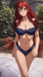 2dpocketgirls ai_generated animated big_breasts blue_eyes high_school_dxd lingerie red_hair rias_gremory slender_waist underwear walking