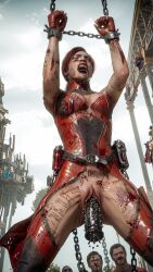 ai_generated blood bodysuit bound dildo_in_pussy mortal_kombat mortal_kombat_(2011) mortal_kombat_11 peril restrained ryona skarlet stable_diffusion