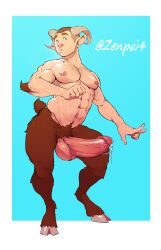 balls bara big_penis boner erection goat_legs horns male male_only muscles muscular nude penis satyr solo solo_male zenpei