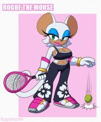 ball belly belly_button big_breasts breasts lips mcdonald's meme omegasunburst pants rouge_the_bat sega sonic_(series) sonic_adventure_2 sonic_the_hedgehog_(series) tennis tennis_ball tennis_racket