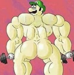 1boy 1man big_ass big_butt big_muscles buff buff_male cap cap_only completely_naked completely_naked_male completely_nude completely_nude_male dumbbell dumbbells dumbell gloves gloves_only green_cap green_hat gym hat hat_only huge_ass huge_butt huge_muscles looking_at_viewer looking_back looking_back_at_viewer luigi male male_only mario_(series) moustache muscles muscular muscular_male muscular_male_only mustache naked naked_male nintendo no_visible_genitalia nude nude_male pink_background purple_background red_background solo solo_male strong super_mario_bros. super_smash_bros. white_gloves