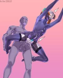 1femboy 2boys aceavoeexkillo biomechanical bottomless bottomless_male carrying cumshot_in_anus faceless_character featureless_face femboy femboy_on_male femboysub gay male_on_femboy male_penetrating_male metallic_body nezha_(warframe) non-human size_difference small_penis submissive_male thigh_highs thigh_socks thighhighs tight_clothing topwear_only warframe