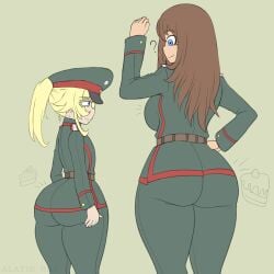 alatir angry ass ass_focus big_ass massive_ass military military_uniform tanya_degurechaff viktoriya_ivanovna_serebryakov youjo_senki