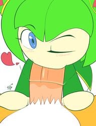 big_penis blue_eyes cosmo_the_seedrian fellatio female first_person_view green_hair heart male mammal penis pov sega sonic_(series) sonic_x straight supersegasonicss tails unseen_male_face wink