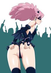 anus_peek anus_spread bat_wings blushing boku_no_hero_academia haneyama_kazuho masked masked_female my_hero_academia pink_hair pop_step short_skirt small_breasts spreading_anus spreading_ass straw_(yokubou_hiroba) vigilante:_my_hero_academia_illegals