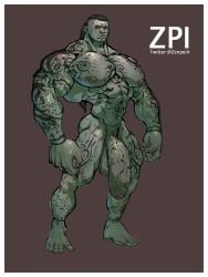 balls bara big_penis flaccid male male_only muscles muscular nude orc penis solo solo_male tattoo zenpei