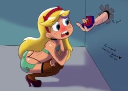 bitch blonde_hair blushing colored edited fishnets glory_hole high_heels hooker miniskirt proposal prostitute star_butterfly star_vs_the_forces_of_evil thepapercat thong wedding_ring whore