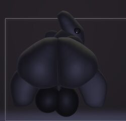 3d_(artwork) ambiguous_gender anthro ass balls big_balls big_butt black_background black_balls black_body black_butt black_perineum black_sclera digital_media_(artwork) genitals gradient_background huge_balls huge_butt nauiho paint_3d_(artwork) perineum presenting presenting_hindquarters pupils rear_view simple_background solo solo_focus unknown_species white_pupils