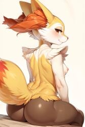 1girl 1girls 2024 2024s ai_generated anthro ass back back_view big_ass big_butt blush braixen breasts bubble_butt dat_ass dat_butt ear_tuft eyelashes female female_focus female_only fire_type fluffy_ears fluffy_tail fox fox_ears fox_girl fox_tail fur furry furry_female game_freak gen_6_pokemon generation_6_pokemon inner_ear_fluff looking_at_viewer looking_back nintendo nipples nude orange_eyes pokémon_(species) pokemon pokemon_(creature) pokemon_(franchise) pokemon_(game) pokemon_(species) pokemon_xy quality rear_view side_eye sitting sitting_on_table small_breasts smile starter_pokemon thick_thighs thighs wafflewafflewaf white_background white_fur wide_hips yellow_fur