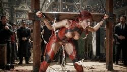 ai_generated blood bodysuit bound cum_in_pussy mortal_kombat mortal_kombat_(2011) mortal_kombat_11 peril pillory restrained ryona skarlet stable_diffusion