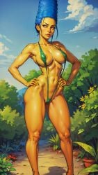 1girl 20th_century_fox 20th_century_studios ai_generated ass big_ass big_breasts bikini breasts decademix female hair_blue high_heels huge_ass huge_breasts human large_ass large_breasts marge_simpson mature_female milf realistic sling_bikini slingshot_swimsuit solo swimsuit the_simpsons thick_thighs yellow_skin