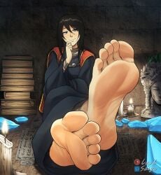 1girls barefoot blue_eyes elden_ring feet female female_only foot_fetish foot_focus fromsoftware hand_on_chin lewdsaiga meaty_soles pov smile smiling_at_viewer sorceress_sellen toes