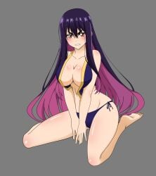 absurd_res big_breasts breasts hi_res idola_avorn looking_at_viewer purple_hair sentai_red_ga_isekai_de_boukensha_ni_naru string_bikini_bottom swimsuit vest yihdra_arvoln