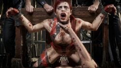 ai_generated blood bodysuit bound choking cum_in_pussy mortal_kombat mortal_kombat_(2011) mortal_kombat_11 peril pillory rape restrained skarlet stable_diffusion