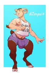 balls bara big_penis bulge clothing flaccid goat_legs horns male male_only muscles muscular penis satyr solo solo_male zenpei