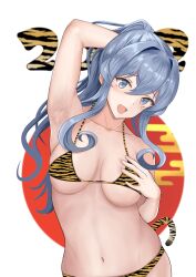 1girls arm_up armpits bajitohfu bare_armpits bare_arms bare_belly bare_chest bare_hands bare_hips bare_midriff bare_navel bare_shoulders bare_skin belly belly_button blue_eyebrows blue_eyes blue_eyes_female blue_hair blue_hair_female blush blush blushing_at_viewer blushing_female breast_squeeze breasts busty busty_female cleavage collarbone dot_nose elbows embarrassed embarrassed_female embarrassed_nude_female exposed exposed_armpits exposed_arms exposed_belly exposed_midriff exposed_shoulders eyebrows_visible_through_hair female female_focus female_only fingers gotland_(kantai_collection) hair_between_eyes half_naked half_nude hand_behind_head hand_on_breast hand_on_chest hand_on_own_breast hand_on_own_chest hand_up head_tilt high_resolution highres kantai_collection light-skined_female light-skinned light-skinned_female light_skin light_skin_female light_skinned light_skinned_female long_hair looking_at_viewer medium_breasts mole mole_under_eye naked naked_female naked_woman navel nervous nervous_expression nervous_face nervous_female nude nude_female nudity open_mouth open_mouth_smile parted_lips ponytail posing posing_for_the_viewer pressing_breasts shoulders shy shy_expression sidelocks simple_background slender_body slender_waist slim_girl slim_waist solo squeezing_breast squeezing_own_breasts standing thin_waist tiger_striped_bikini tiger_stripes tiger_tail tilted_head tongue underboob upper_body white_background