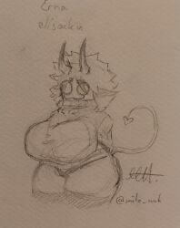 big_breasts big_butt big_thighs breasts breasts clothes demon horns milo_m.h original_art original_artwork original_character sketch thick thick_ass thick_butt thick_hips thick_thighs thigh_highs traditional_art