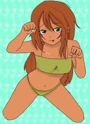 cute green_eyes idk_what_to_tag_it m.avuika oc orange_hair original_character silly tongue_out uhhhh young younger_female