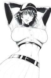 1girls baseball_cap baseball_uniform big_breasts black_hair clothed clothing color fat_breasts female female_focus female_only flat_belly fubuki_(one-punch_man) hat hi_res large_breasts light-skinned_female light_skin looking_at_viewer mostlybluewyatt one-punch_man short_hair solo solo_female tagme thick_thighs