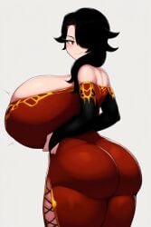 ai_generated cinder_fall gigantic_breasts huge_ass huge_breasts noir_hassassin noir_hassassin(artist) novelai rwby tight_clothing