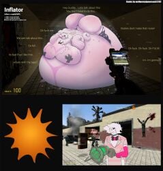 1boy absurd_res angel_dust_(hazbin_hotel) aroused aroused_face background_characters bbm begging comic destroyed_clothing dialogue drawing fangs fat_male first_person_view full_body_inflation full_color funny garry's_mod gm_construct gold_tooth hazbin_hotel hyper_ass hyper_belly hyper_inflation immobile implied_popping indoors inflation inflation_sounds looking_at_viewer male moaning multicolored_eyes multiple_arms nude overweight pov ready_to_pop respawning shaded spherical_inflation stretched_clothes taped_nipples thighhighs tool_gun tool_gun_(garry's_mod) white_fur