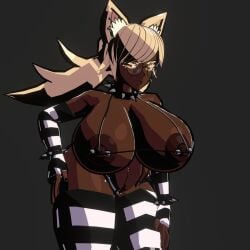 1girls 3d big_breasts breasts cat_ears colonalcbplayer ebony female_pubic_hair glasses long_hair looking_at_viewer nicky_(colonalcbplayer) nipple_piercing nipples no_bra puffy_nipples red_eyes sharp_teeth small_string_bra spiked_collar striped_legwear tan_hair thighhighs thighs