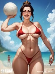 1girls ai_generated avatar_legends avatar_the_last_airbender azula between_labia big_breasts bikini breasts female fire_nation huge_breasts innie_pussy large_breasts mommy pussy_floss shtora swimsuit thick_thighs wide_hips