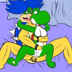 1boy 1girls barefoot bed breasts cum cumming duo ejaculating_cum ejaculating_in_partner female female/male female_yoshi genderswap_(mtf) laying_back laying_on_bed laying_on_partner lcc12345 ludwig_von_koopa male male/female mario_(series) married nintendo nipples penis penis_in_pussy pussy rule_63 tagme vagina vaginal vaginal_penetration yoshi