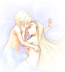 bare_arms bare_breasts bare_shoulders blonde_female blonde_hair blonde_hair blonde_hair_female blonde_hair_male blonde_male breasts breasts completely_naked completely_naked_female completely_naked_male completely_nude completely_nude_female completely_nude_male cuddling dorothy_catalonia exposed_breasts exposed_shoulders gundam gundam_wing long_hair long_hair_female naked nude nude_female nude_male odamaki_(260574) quatre_raberba_winner wholesome wholesome_nudity