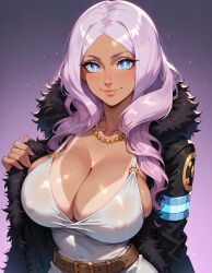 ai_generated cleavage dark-skinned_female dark_skin darkskin fr34ky huge_breasts princess_hibana tan_body tanlines