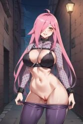 1girls ai_generated alley alleyway blush bra breasts exhibitionism exposed_bra exposed_pussy fishnet_clothing fishnets flashing flashing_pussy latam_virtual_youtuber light-skinned_female light_skin long_hair neneefthy night no_panties pantyhose pink_hair prostitution public public_nudity pussy socks solo_female tagme thighs tupadrev4 twitch virtual_youtuber vtuber youtube