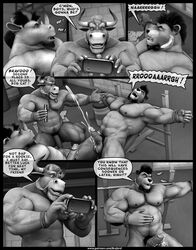 2018 3d abs anthro balls beard biceps big_muscles big_penis body_hair bondage bound bovine braford cattle chest_hair chuck_(braford) closed_eyes comic cum cumshot dialogue dozer_(braford) ejaculation electrostimulation erection facial_hair fangs feline greyscale group group_sex hair handcuffs horn huge_muscles humanoid_penis kurt_(braford) lion male malesub mammal moan monochrome multiple_boys multiple_subs muscular muscular_male navel nipples nude obliques open_mouth orgasm pecs penis rhinoceros sex sex_toy shackles smile speech_bubble sweatband teeth threesome tongue tongue_out triceps uncut vein veiny_muscles vibrator yaoi