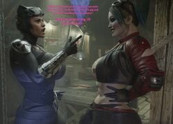 3d angry angry_face argument catwoman catwoman_(injustice) comic comic_page crazy_eyes dc dc_comics deadlockdead futa_on_female futanari harley_quinn harley_quinn_(injustice) injustice:_gods_among_us injustice_2 nova3d selina_kyle smiley_face smiling yelling