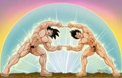 dragon_ball dragon_ball_z goku son_goku vegeta gogeta 2boys abs bara biceps penis flaccid flaccid_penis black_hair foreskin genitals pubic_hair pubes male male_only male_focus male/male muscular muscular_male naked naked_male nude_male nude nipples pecs big_pecs saiyan saiyan_male duo spiky_hair masculine masculine_male fusion verilik