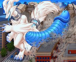 absurd_res anthro balls big_balls big_penis building building_destruction city city_background city_crushing city_destruction destroyed_building destruction furrypur generation_5_pokemon genitals hi_res huge_balls huge_penis hyper hyper_balls hyper_genitalia hyper_penis legendary_pokemon macro macro_focus macro_male male nintendo penis pokemon pokemon_(species) reshiram solo