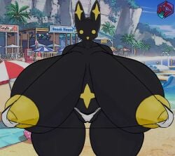 1girls anthro areola areolae beach big_breasts bikini black_body black_skin boobs breasts detailed_background edit edited female female_only gushing_over_magical_girls happy huge_breasts humanoid long_ears mahou_shoujo_ni_akogarete nhaamaless nipple_bulge nipples panties solo tagme thick_thighs thighs vacation venalita watermark white_bikini white_bra white_panties yellow_areola yellow_areolae yellow_eyes