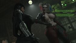 3d bulge bulge_through_clothing catwoman catwoman_(injustice) comic comic_page dc dc_comics deadlockdead futa_on_female futanari harley_quinn harley_quinn_(injustice) injustice:_gods_among_us injustice_2 nova3d selina_kyle talking_to_viewer