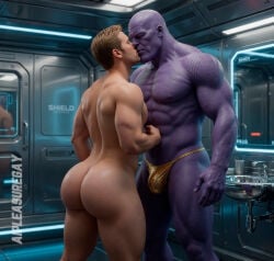thanos captain_america steven_universe_future gay marvel big_ass big_butt ai_generated 2boys male/female marvel_cinematic_universe