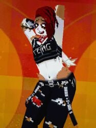 2_phut_hon 3d alternative_fashion animated anthro arms_behind_head arms_up artist_sona b0tster belt belts blush bunlith bunlith_(b0tster) bunny bunny_ears bunny_girl dancing embarrassed female female_only fur furry gif happy lagomorph loop makeup meme midriff nervous_smile no_sound open_smile ps1_artstyle rabbit rabbit_girl red_hair smile swaying swaying_hips trans_woman transfem