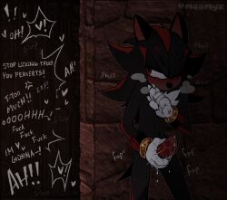 1boys anger_vein behind_wall black_fur chest_tuft exclamation_point fap_(sound_effect) fapping heart hiding huff jerkingoff listening_to_sex loud_sex masturbation meamyx offscreen_character offscreen_male offscreen_sex onomatopoeia overhearing_sex red_eyes shadow_the_hedgehog slurp slurping solo_male sonic_(series) sonic_adventure_2 sonic_the_hedgehog_(series) steamy_breath voyeur voyeurism