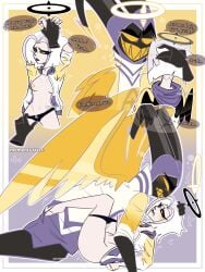 adam_(hazbin_hotel) angel archangel clothed_sex female hazbin_hotel lute_(hazbin_hotel) masked_male missionary pulling_hair pulling_panties saying_name softcore wings