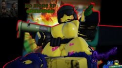 1boy 1girls 3d areolae arrymix artist_name big_breasts breasts cowgirl_position english_text facial_crest jetrock_(the_battle_bricks) lil_deathbringer_(the_battle_bricks) meme_in_the_background nipples onomatopoeia penis plap pussy reference_image roblox roblox_game robloxian rule_63 self_upload tagme text the_battle_bricks thighs watermark
