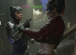 3d catwoman catwoman_(injustice) comic comic_page dc dc_comics deadlockdead futa_on_female futanari harley_quinn harley_quinn_(injustice) imminent_sex injustice:_gods_among_us injustice_2 nova3d scared selina_kyle