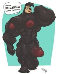 2023 4_fingers 5_toes abs absurd_res anthro areola balls barazoku biceps big_balls big_muscles big_nipples big_pecs big_penis biped black_body black_hair black_nose black_penis canid canine canis countershade_face countershading digital_drawing_(artwork) digital_media_(artwork) disney domestic_dog english_text erection feet fingers flexing flexing_bicep floppy_ears forearm_muscles foreskin front_view full-length_portrait genitals glans goof_troop hair hi_res huge_balls huge_muscles huge_nipples huge_pecs huge_penis humanoid_feet humanoid_genitalia humanoid_hands humanoid_penis hyper hyper_balls hyper_genitalia hyper_muscles hyper_penis looking_down looking_down_at_self male male_anthro mammal max_goof maxpany muscular muscular_anthro muscular_arms muscular_male muscular_thighs nails narrowed_eyes nipples nude nude_anthro nude_male open_mouth open_smile partially_retracted_foreskin pecs penis pink_tongue plantigrade portrait profanity quads red_areola red_glans red_nipples shaded signature simple_background smile solo speech_bubble standing talking_to_self tan_face teeth text toenails toes tongue triceps vein veiny_penis